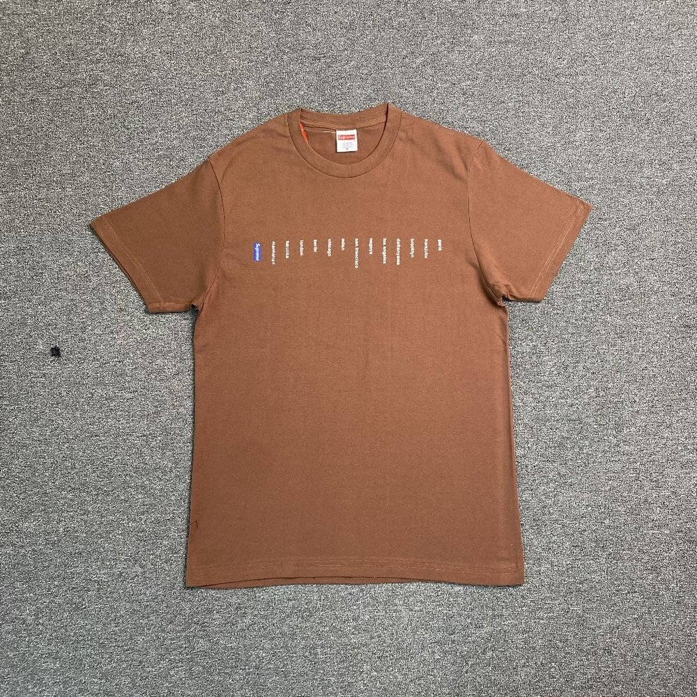 Supreme Location Store City Name Print T-Shirt In Brown